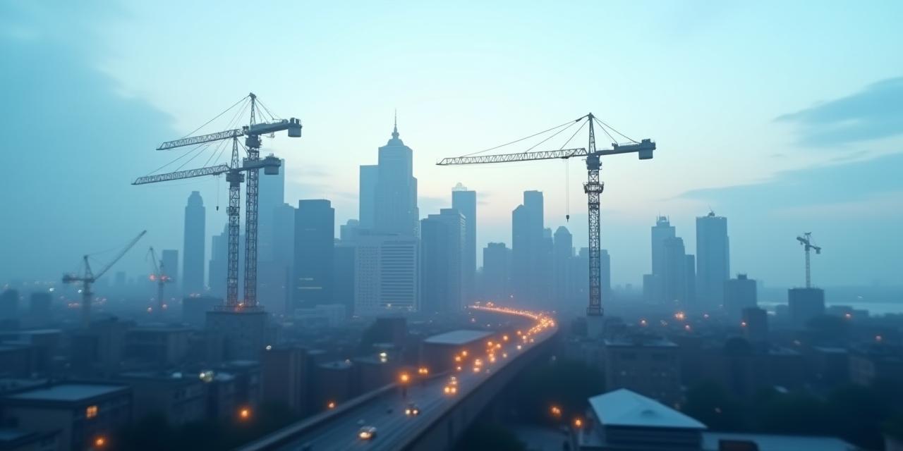 Sydney skyline with active construction cranes